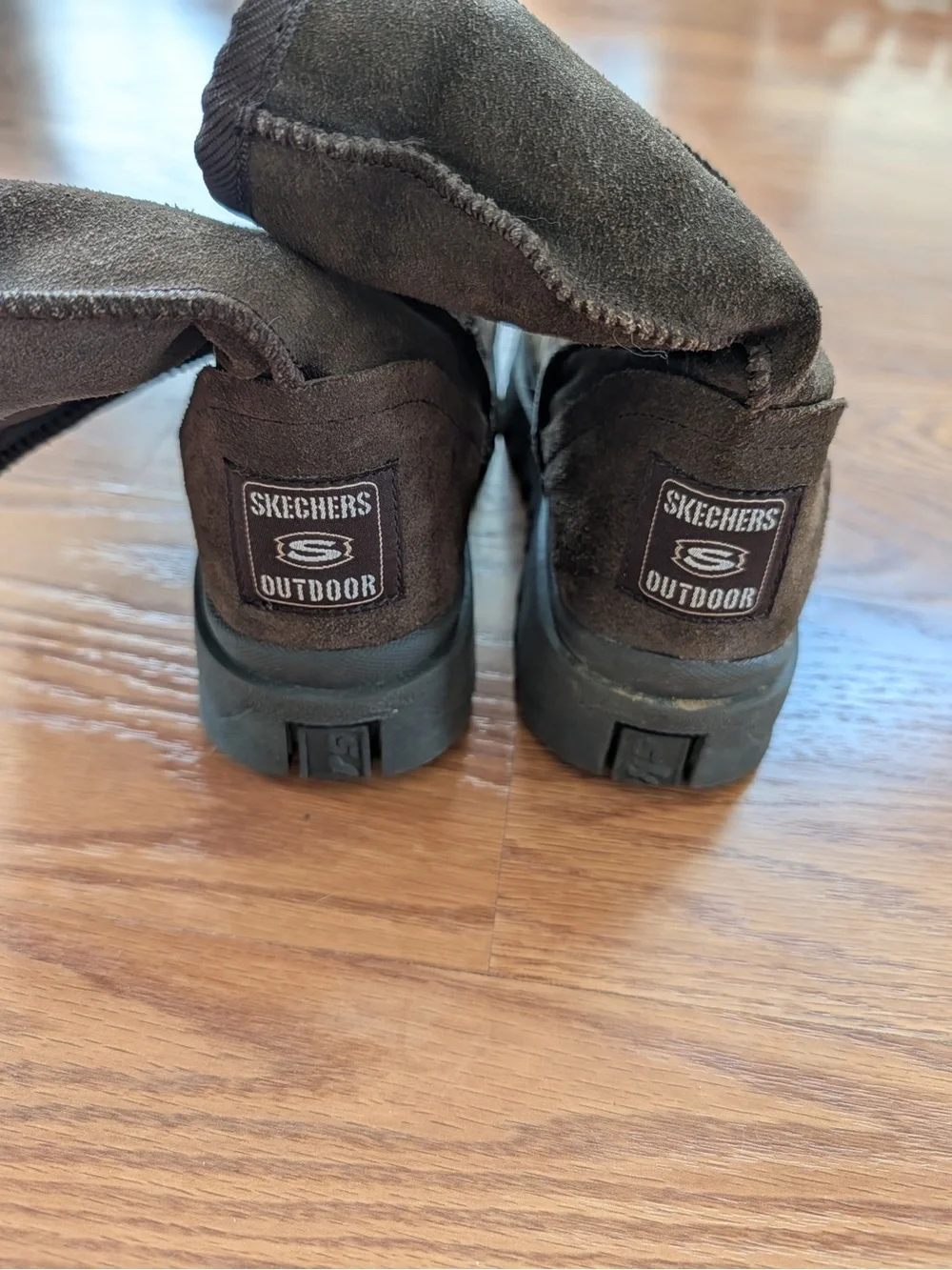 Skechers Kids Dark Brown Suede Fleece-Lined Pull-On Boots